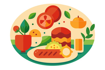 Italian Menu Food Dishes Vector Flat Illustration