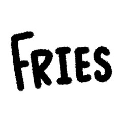 fries cute handwriting clipart with kawaii doodle style, hand drawn font, childlike sketches, cartoon outline, funny lettering, adorable handwritten elements for kids and creative designs