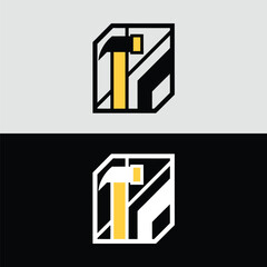 A stylized hammer icon is presented in a modern, geometric design suitable for construction or repair businesses