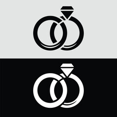 Two intertwined rings with a diamond represent wedding and engagement, symbolizing love and commitment