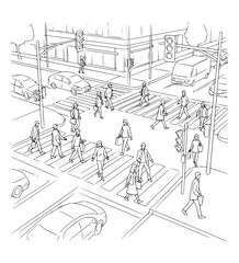 Obraz premium Crossing at Rush Hour