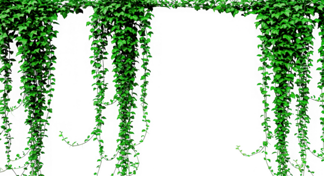 Dark silhouette of a human form against a lush green ivy wall isolated on transparent background