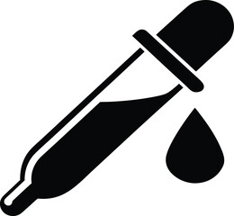 Dropper icon silhouette, medical tool line art, liquid dispenser vector, minimal outline drawing, lab equipment illustration