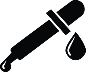 Dropper icon silhouette, medical tool line art, liquid dispenser vector, minimal outline drawing, lab equipment illustration