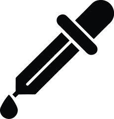 Dropper icon silhouette, medical tool line art, liquid dispenser vector, minimal outline drawing, lab equipment illustration