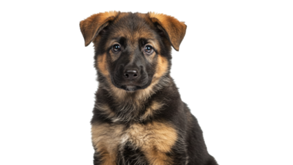 a cute german shepherd puppy isolated on white background