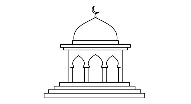 black and white mosque building outline clip art preview