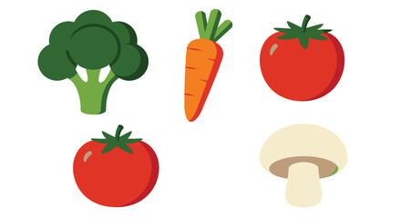 Colorful Vegetable Illustration Featuring Broccoli Carrot Tomato and Mushroom