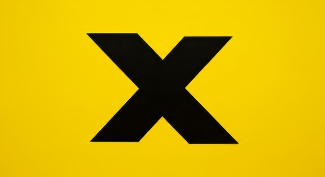 Bold Black X Symbol Contrasted on a Vibrant Yellow Background Offers Versatility - Powered by Adobe