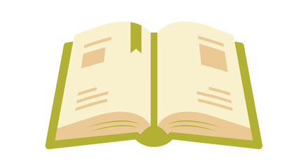 Open Book Illustration with Cream Pages and Green Cover Design