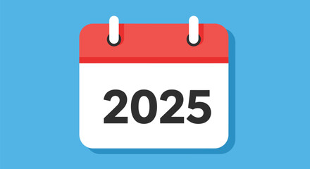 Calendar Icon Showing the Year 2025 on a Blue Background