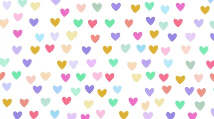 Pastel hearts arranging seamlessly, generating soft romantic pattern background spreading playful love themed graphic design element delicately