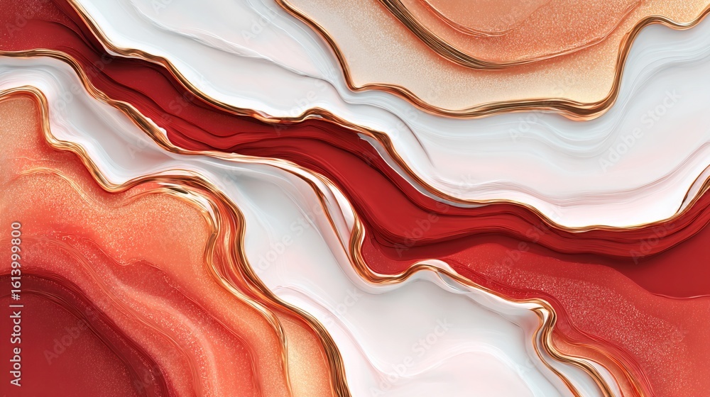 Poster abstract swirls of red and white create a captivating design in art
