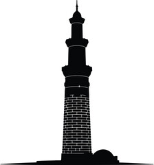 Silhouette of the Hassan II Mosque Minaret in Casablanca, Morocco, a Tall Islamic Tower