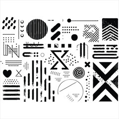 Abstract Black and White Graphic Design Featuring Geometric Shapes and Hand Drawn Textures, With a Modern and Artistic Aesthetic, Ideal for Creative Projects and Visual Communication