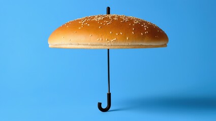 Umbrella made from hamburger bun