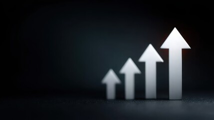 A series of white arrows pointing upwards on a black background