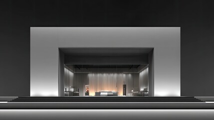 Empty stage, minimalist design.  Front view