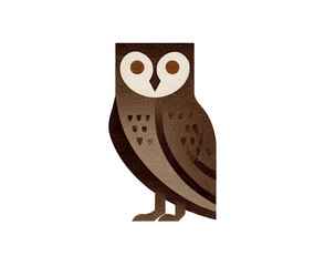 Obraz premium Illustration of a brown owl standing on a transparent background, showcasing its distinctive features and textured plumage with detailed vector design