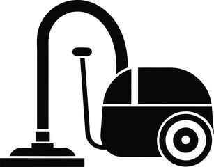 Vacuum cleaner silhouette, cleaning appliance line art, household tool vector, minimal home device, floor care icon