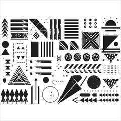 Abstract Composition of Geometric Shapes and Lines in Black and White An Exploration of Texture and Form with a Modern Artistic Expression