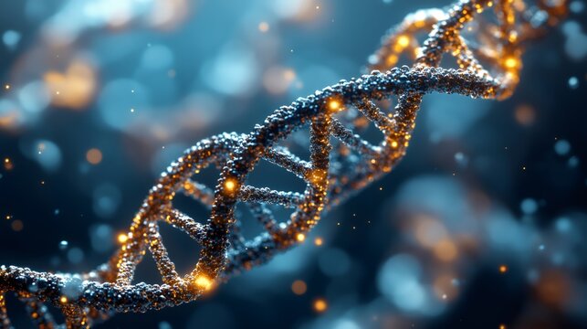 Dna double helix rotating in medical research lab background