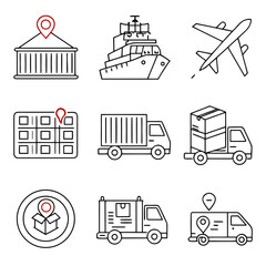 Global Logistics and Transportation Icons Set 1.