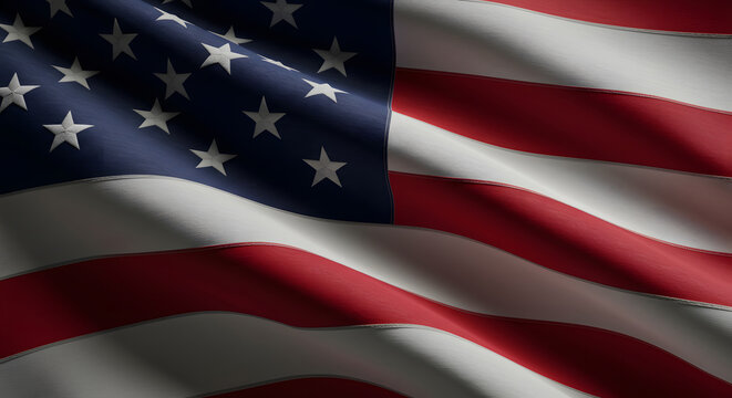 Dramatic Close-up of a Waving American Flag: Patriotism, National Pride, and American Identity. - Powered by Adobe