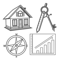 House Compass Divider and Bar Chart Icons.