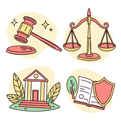 Legal Justice and Protection Symbols Collection.