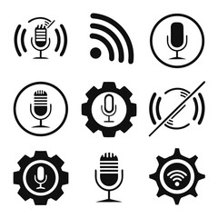 Microphone and WiFi Signal Icons Collection.