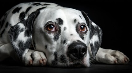 Adorable Dalmatians Relaxing Against a Sleek Black Studio Background