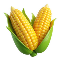 Two ears of corn isolated on transparent background