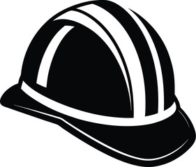 Hard hat silhouette, safety helmet line art, construction gear vector, minimal workwear icon, protective equipment drawing