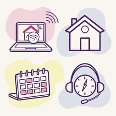 Smart Home Technology and Remote Work Icons.
