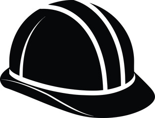 Hard hat silhouette, safety helmet line art, construction gear vector, minimal workwear icon, protective equipment drawing