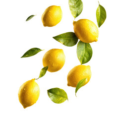Lemons with leaves falling