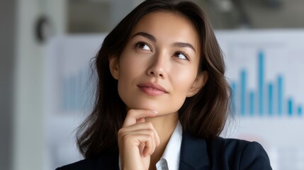 Obraz premium Business Professional Contemplating Strategy with Chart Background