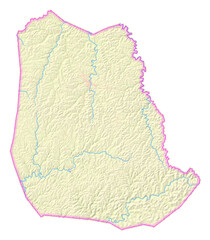 Map of the County Roane (West Virginia, US) showing the isolated County with relief representation. No Lables.