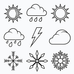 Weather Icons Collection Sun Rain Snow Lightning.