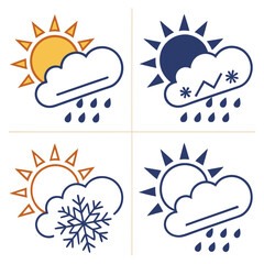 Weather Icons Collection Sun Rain Snow Storm.
