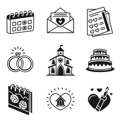 Wedding Icons Collection for Event Planning.