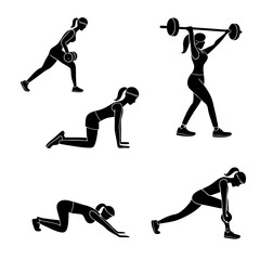 Woman Fitness Silhouette Workout Collection.