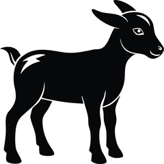 Baby goat silhouette, young animal line art, farm livestock vector, minimal kid drawing, cute goat illustration