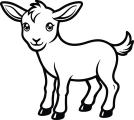 Baby goat silhouette, young animal line art, farm livestock vector, minimal kid drawing, cute goat illustration