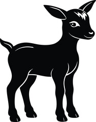 Baby goat silhouette, young animal line art, farm livestock vector, minimal kid drawing, cute goat illustration