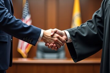 of a courtroom and a corporate setting.