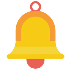 Simple Yellow Bell Icon with Orange and Red Accents Illustration