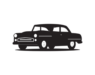 Fototapeta premium Classic car silhouette illustration vintage automobile design on a white background