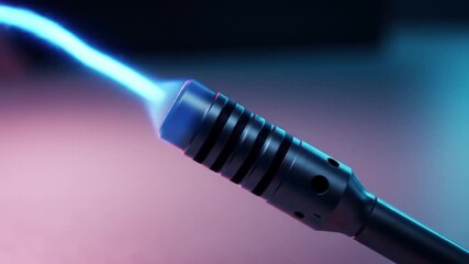 Powerful Blue Flame Emitting From a Modern Torch Design with Dark Background - Powered by Adobe